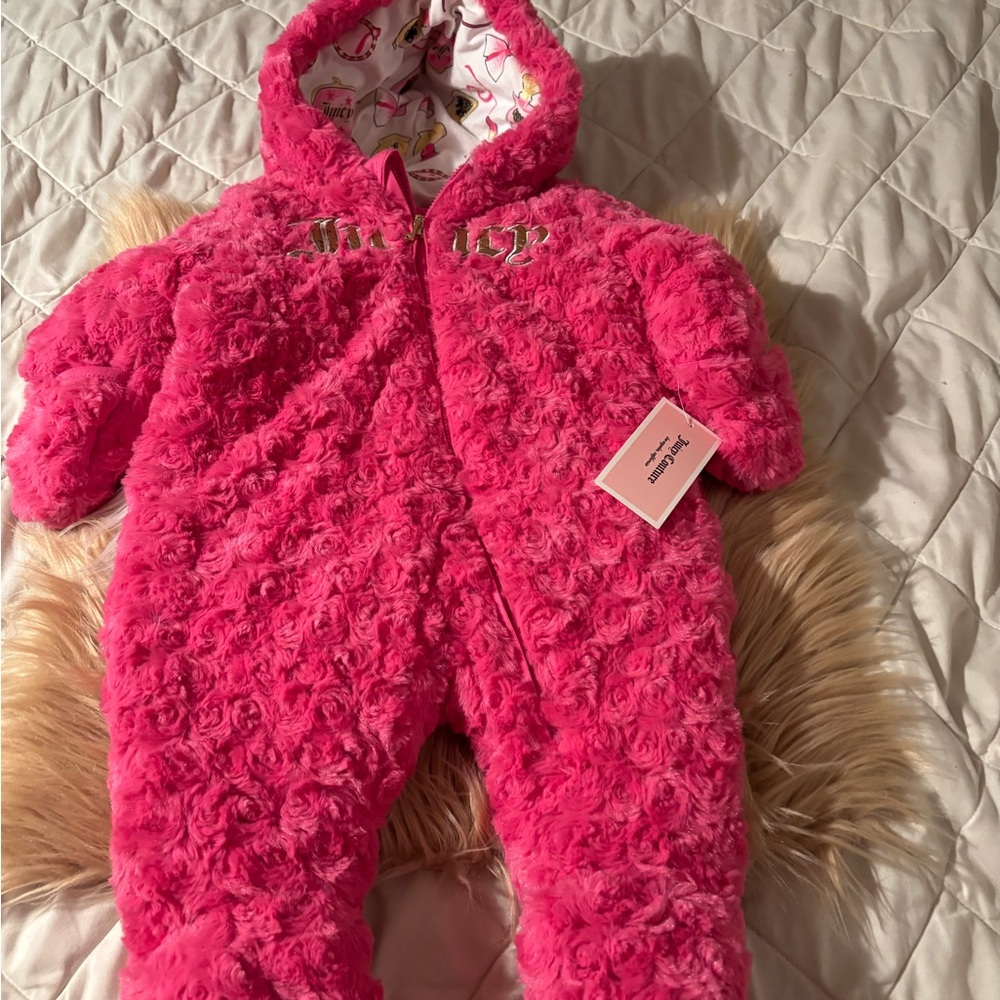Juicy Couture Fuzzy Pink Kids Footie